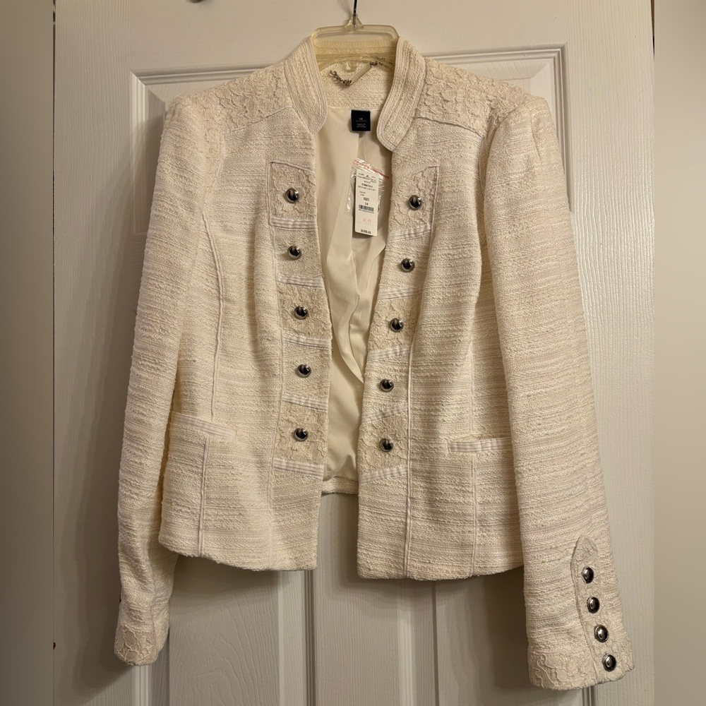 White House Black Market military style blazer. Size 14.  Creme color.
